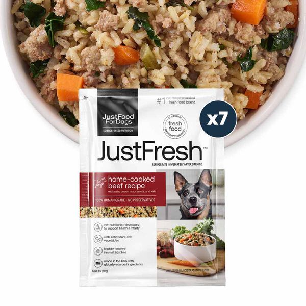 JustFoodForDogs JustFresh Home-Cooked Beef Dog Food - 7 pack