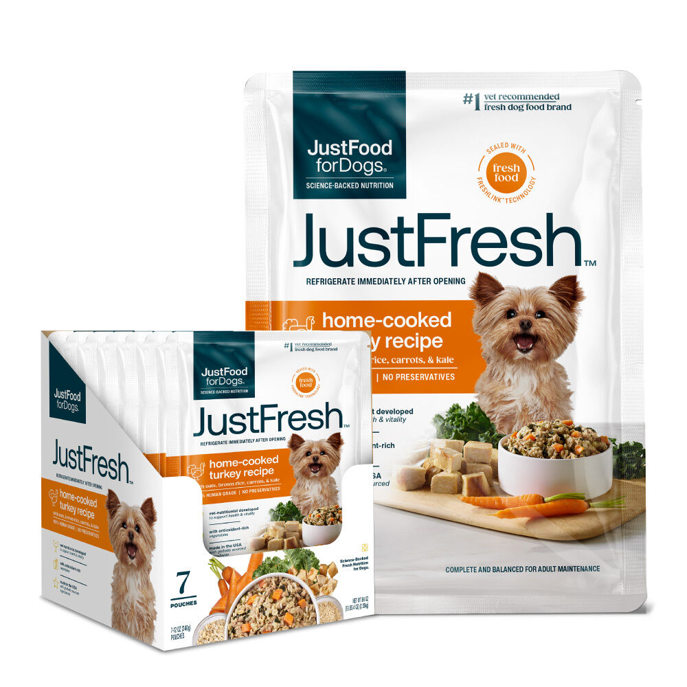 JustFresh Home-Cooked Beef, Chicken, & Turkey Dog Food Pouches