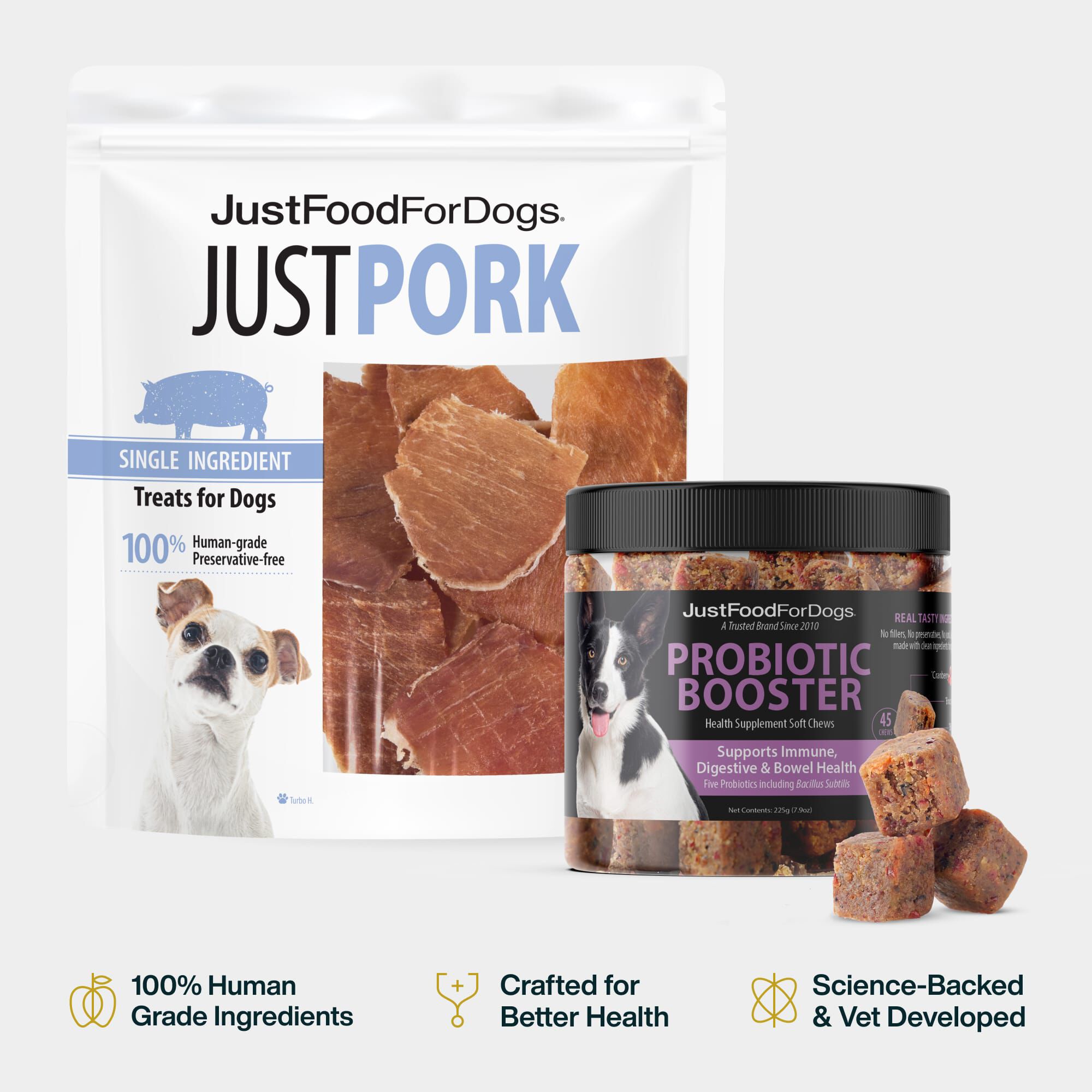 Pork & Probiotics Pack: Pork Treats and Probiotic Booster Bundle