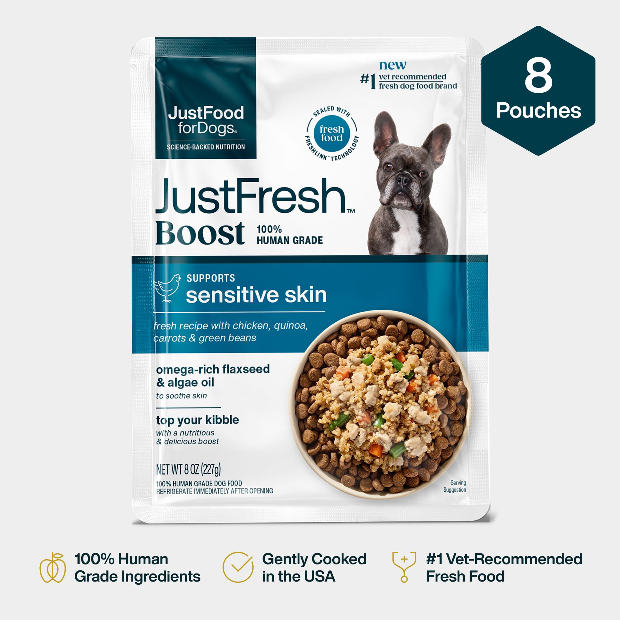 JustFresh Boosts Dog Food Topper for Dogs with Sensitive Skin