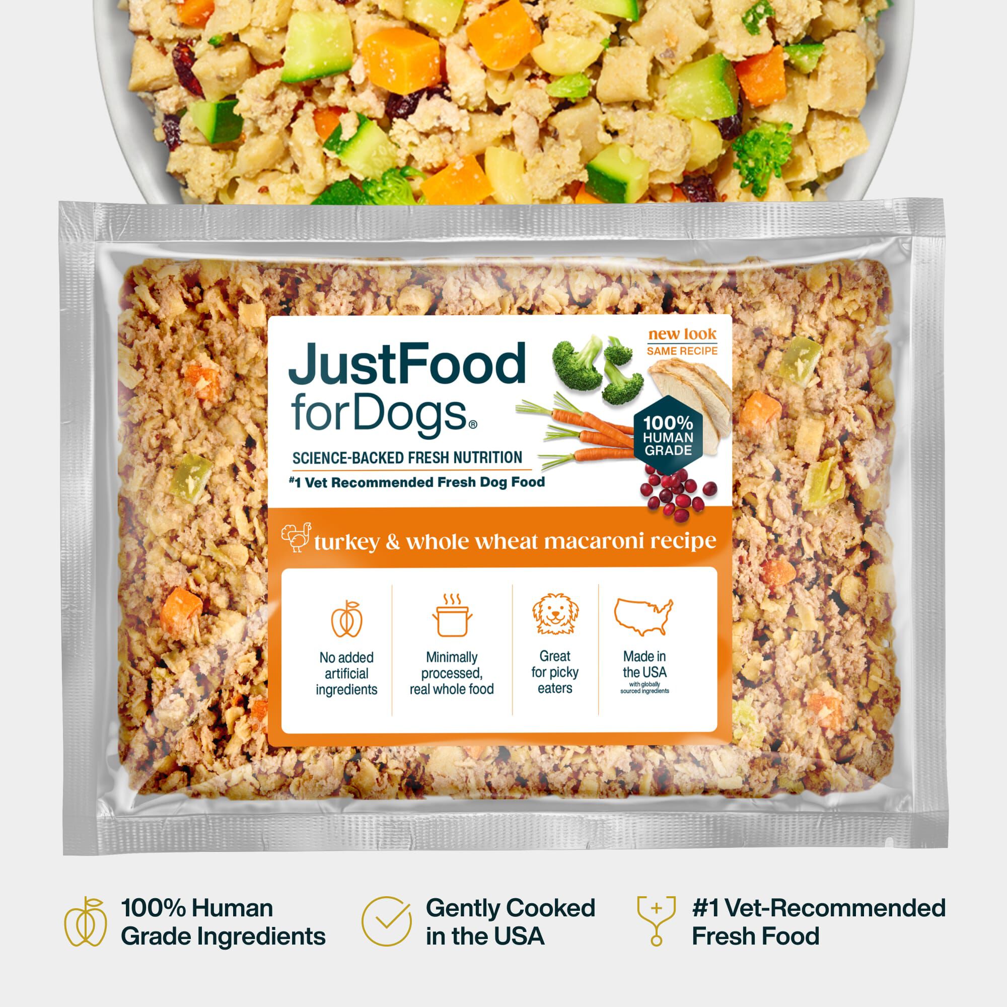 Turkey & Whole Wheat Macaroni Recipe (Large Box) | JustFoodForDogs