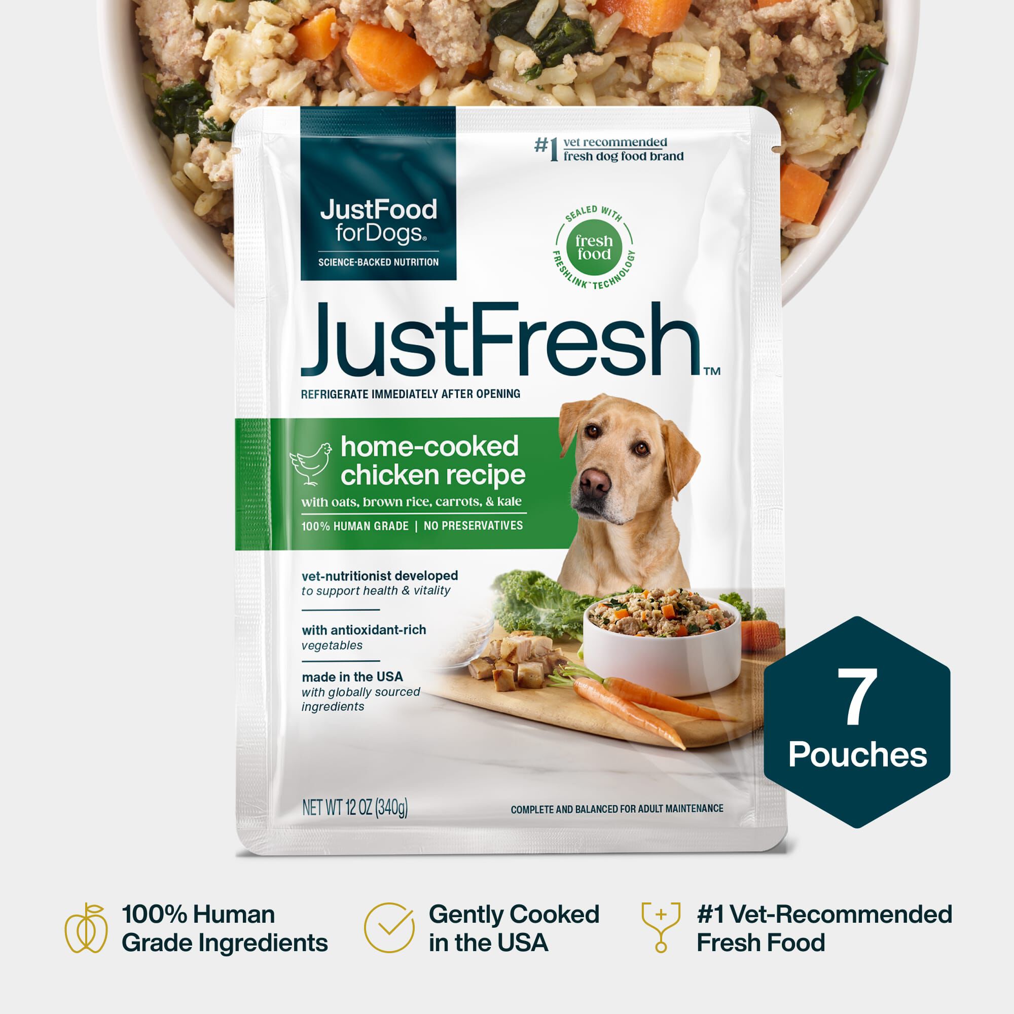 JustFresh Chicken Dog Food Pouches - 7 pack | JustFoodForDogs