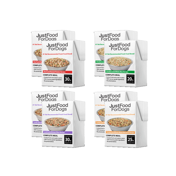 JustFoodForDogs Pantry Fresh Dog Food Variety Pack - Beef, Chicken, Lamb, Turkey - 8 pack