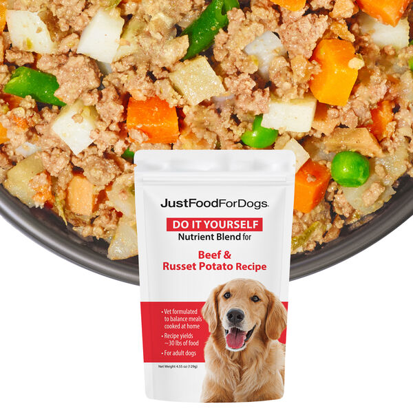 JustFoodForDogs DIY Nutrient Blend for Homemade Beef Dog Food, Nutritionally Balanced