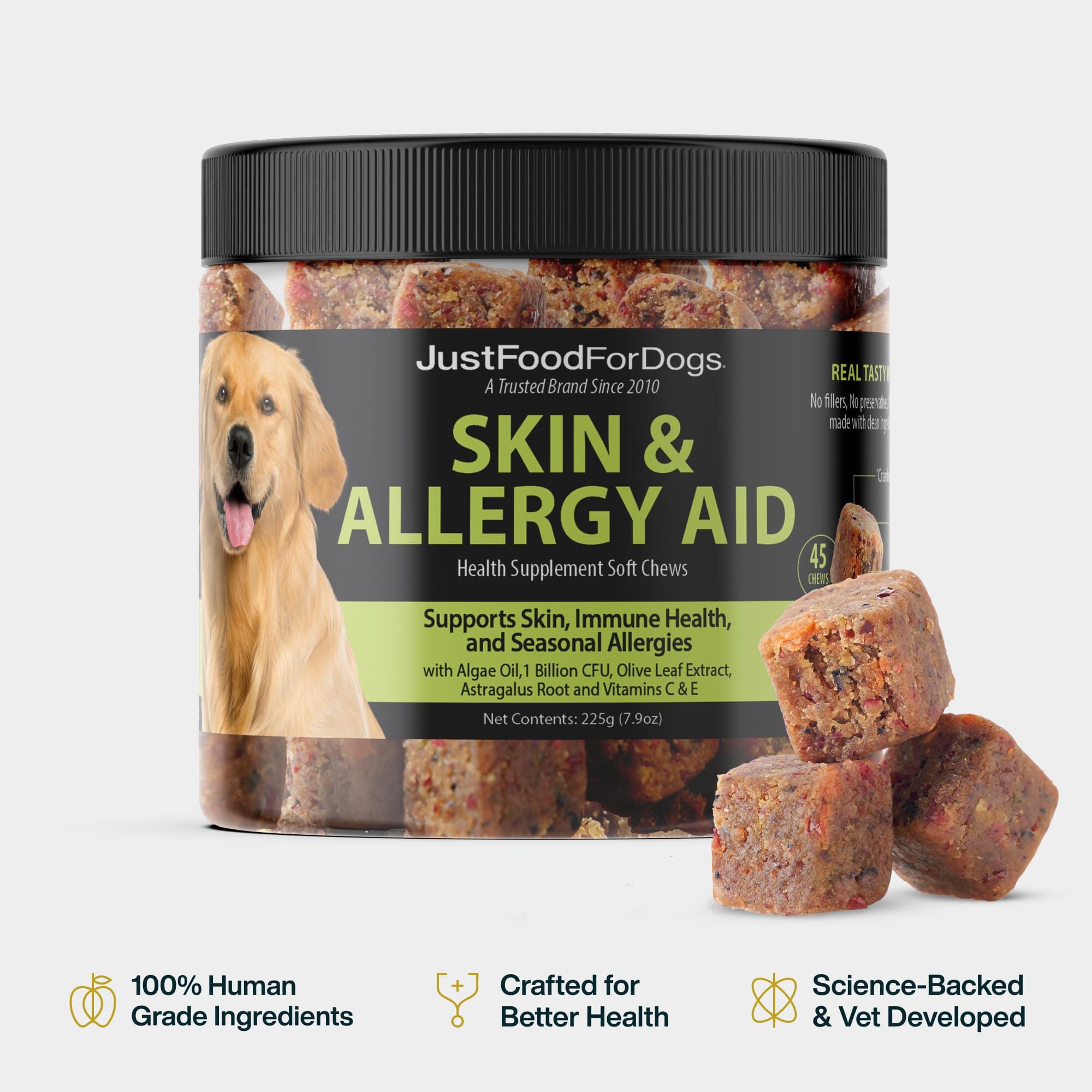 Skin & Allergy Chews for Dogs (45 Soft Chews) | JustFoodForDogs