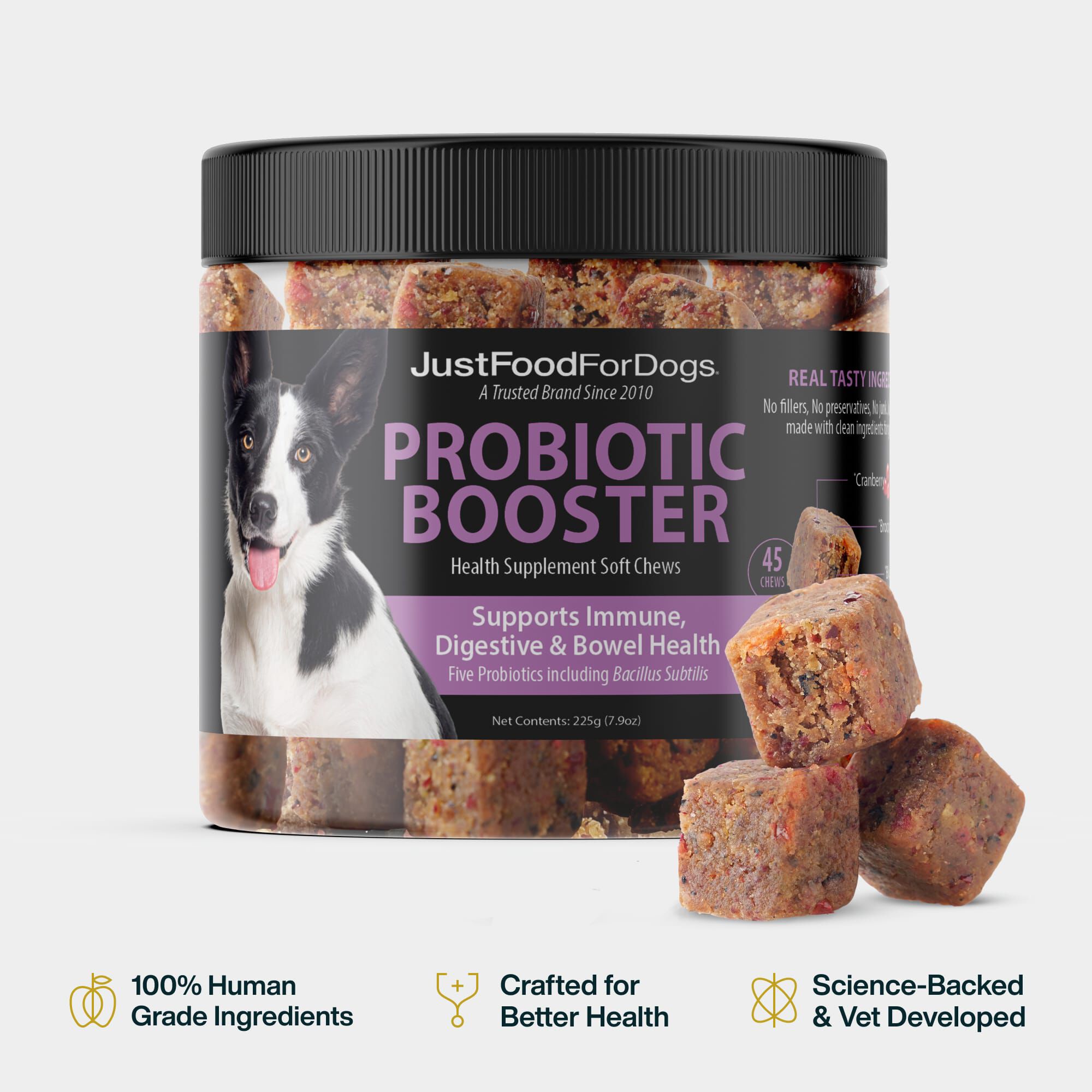 Probiotic Chews for Dogs (45 Soft Chews) | JustFoodForDogs