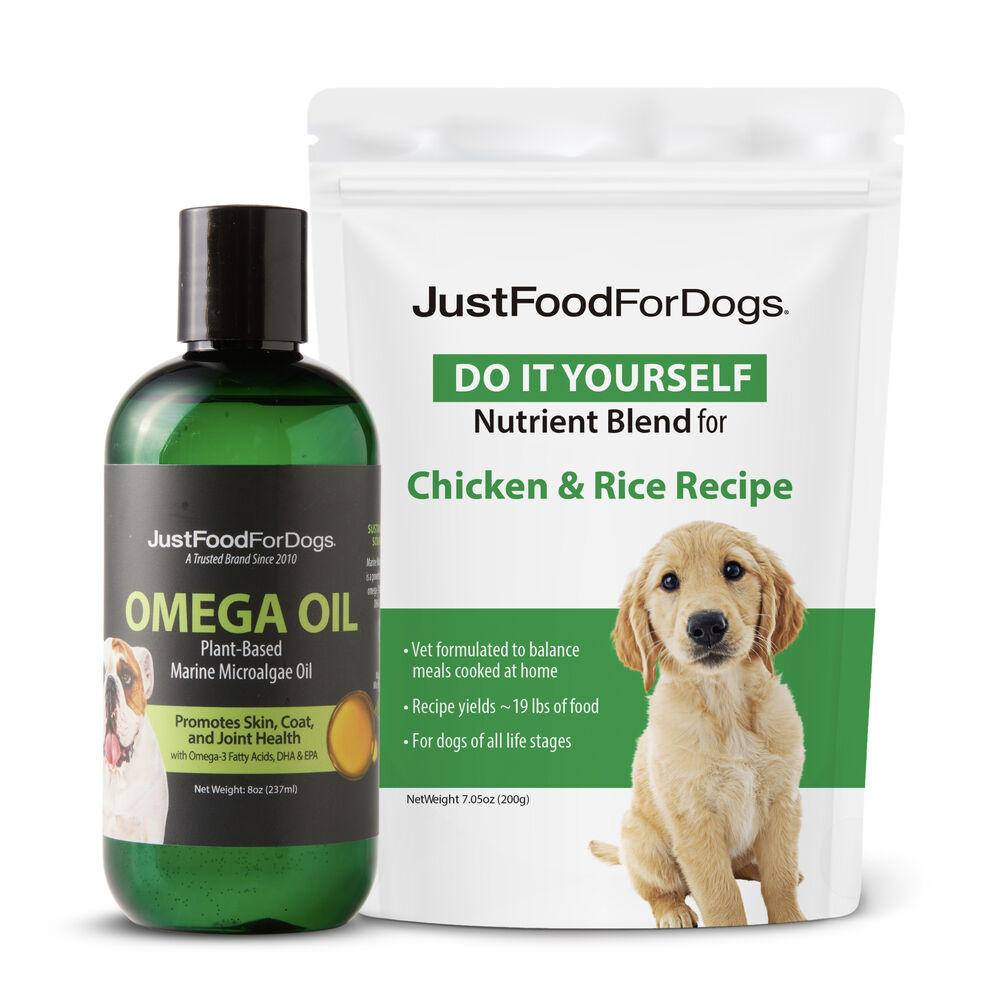 DIY Chicken Dog Food Nutrient Blend and Omega Algae Oil Bundle