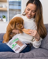 puppy getting a treat