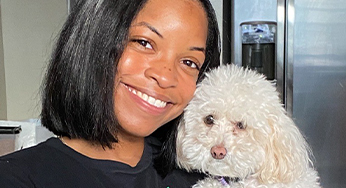 Imani C., Just Food For Dogs Chief People Officer and her dog, Coco
